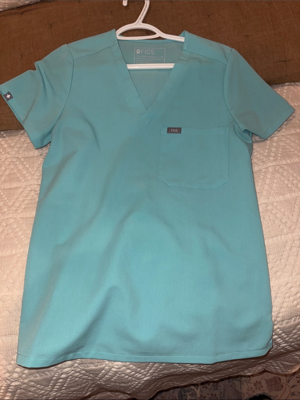 Figs Teal V-Neck Medical Scrub Top